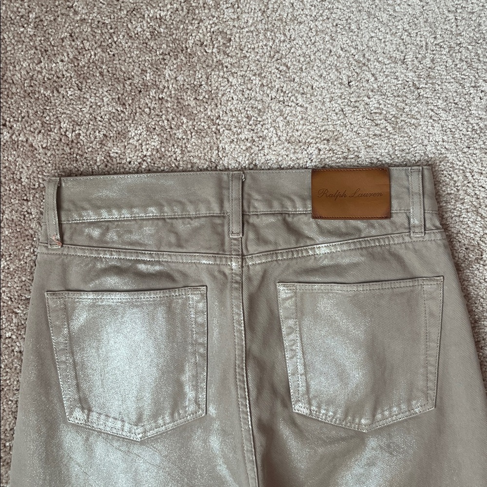 Ralph Lauren Purple Label Collection 208 Gold Metallic Boot Cut Denim Jeans - Picture 8 of 12